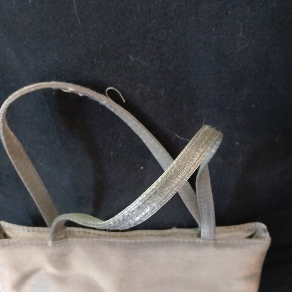 Eves Rocher Women's Small Metallic Grey Fabric Tote  Purse - Picture 2 of 4
